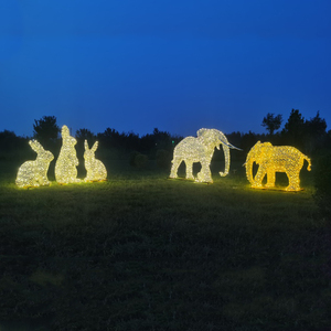 High Quality Stainless Steel <b>Elephant</b> Plated & Painted Metal Sculpture with Lights Die Cut Logo Painting Model - Product Image 3