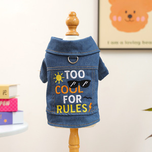 Ropa para mascotas para otoño e invierno, perros pequeños, cachorros, perros y gatos felices, ropa cálida y cómoda, mezclilla única - Product Image 3