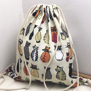 Sac à dos en toile noire personnalisé avec logo imprimé pour enfants, sac à cordon de serrage pour le sport et la gym, sac à dos en coton - Product Image 1