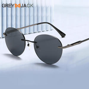 Gafas de sol Greyjack con montura redonda, unisex, montura metálica, UV400, lentes de PC ligeras de color dorado, gafas de sol de clase 2 - Product Image 4