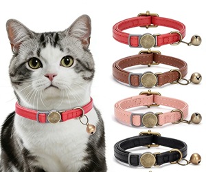 Collar para Gato con Hebilla Metálica de Estilo Retro, Grabable, Collar para Mascotas de Cuero Resistente al Desgaste - Product Image 1