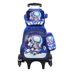 Bolsa de almuerzo impermeable para niños Tela de nailon de cuero 3D Cierre de cremallera de tres piezas Mochila escolar con ruedas directa de fábrica - Product Image 2