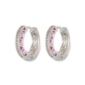 Huggie Earrings Geometric Micro Pave Zirconium Copper Alloy Women's Fashion Jewelry EA14365 - Product Image 5