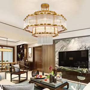 Luminaire suspendu en cristal doré personnalisé pour hôtel style chinois Lustre en cristal haut plafond de luxe à led - Product Image 3