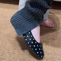 Escarpins à bout fermé à pois français pour femmes, nouvelle collection printemps 2026, élégants, rétro, imprimé léopard, ballerines à bout rond