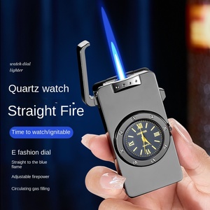 Direct Factory Sales Modern HF647 Inflatable Blue Flame Lighter Metal Drawing Craft Watch Business <strong>Gift</strong> for Giveaways - Product Image 1