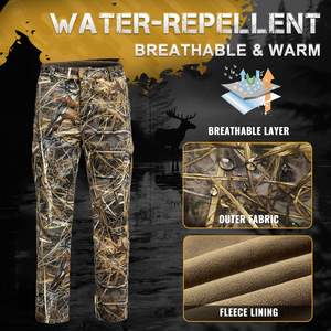 กางเกงล่าสัตว์ผู้ชายแบบกำหนดเอง ลายพราง กันลม ผ้าซอฟต์เชลล์บุขนแกะ สำหรับฤดูหนาว อุปกรณ์กลางแจ้ง - Product Image 6