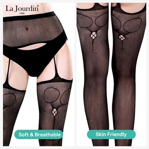 <span class=keywords><strong>Calze</strong></span> a Rete Jacquard Nere con Giarrettiera, Sexy <span class=keywords><strong>Calze</strong></span> in Nylon a Rete Sopra il Ginocchio <span class=keywords><strong>per</strong></span> Feste Notturne e Clubwear - Product Image 3