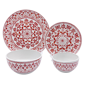 Оптовая продажа, Классическая многоцветная домашняя посуда с цветочным узором, набор керамических тарелок, набор чаш 10,5 дюймов, дешевый белый фарфор - Product Image 2