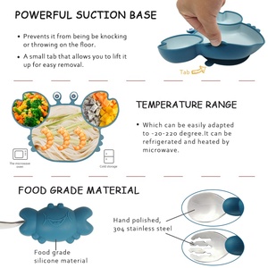 Piatto in Silicone a Forma <span class=keywords><strong>di</strong></span> Granchio per Alimenti, Ecologico, per Bambini, con Posate, Senza BPA, Disponibile, Personalizzabile con Logo e Marchio - Product Image 4