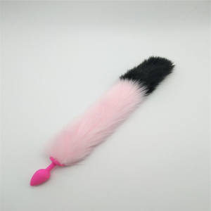 Foxtail-tapones anales <span class=keywords><strong>de</strong></span> silicona, color rosa, con <span class=keywords><strong>cola</strong></span> negra, 3 tamaños - Product Image 1