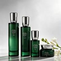 Ensemble de soins de la peau de luxe YIHUI Glass, emballage cosmétique, flacon carré plat, pot, tonique, lotion, essence, sérum, crème, bouchon à vis, logo personnalisé