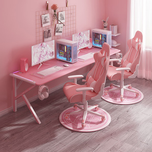Luces LED RGB de alta calidad, soporte grande impermeable <span class=keywords><strong>para</strong></span> niña rosa, <span class=keywords><strong>escritorio</strong></span> de juegos de PC <span class=keywords><strong>para</strong></span> dos personas <span class=keywords><strong>para</strong></span> oficina en casa, diseño moderno - Product Image 3