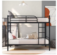 Lit superposé en acier double sur double, soudé, antirouille, haute résistance, avec barrière de sécurité complète, échelle antidérapante, sans sommier, pour dortoir, OEM, vente en gros