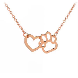 Gemnel Hollow Heart und Paw Halsketten Pet Footprint Niedliche Tier Hund Katze Anhänger Halskette für Frauen Mädchen Schmuck - Product Image 3