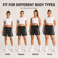 Shorts en jean noir délavé pour filles, vente en gros, avec impression de lettres personnalisée, taille élastique, décontractés, longueur genou
