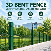 Panneau de clôture 3D courbé vert avec plusieurs points de connexion et base métallique pour périmètre de zone publique commerciale