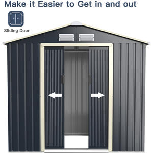 AJUNION gudang peralatan logam, penyimpanan luar ruangan ukuran besar, rumah taman bangunan dengan 4 ventilasi - Product Image 4