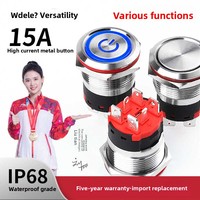 Wd22 mm sakelar tombol tekan seketika mengunci 20A arus tinggi IP68 logam tahan air 6-pin 2 biasanya terbuka 24V