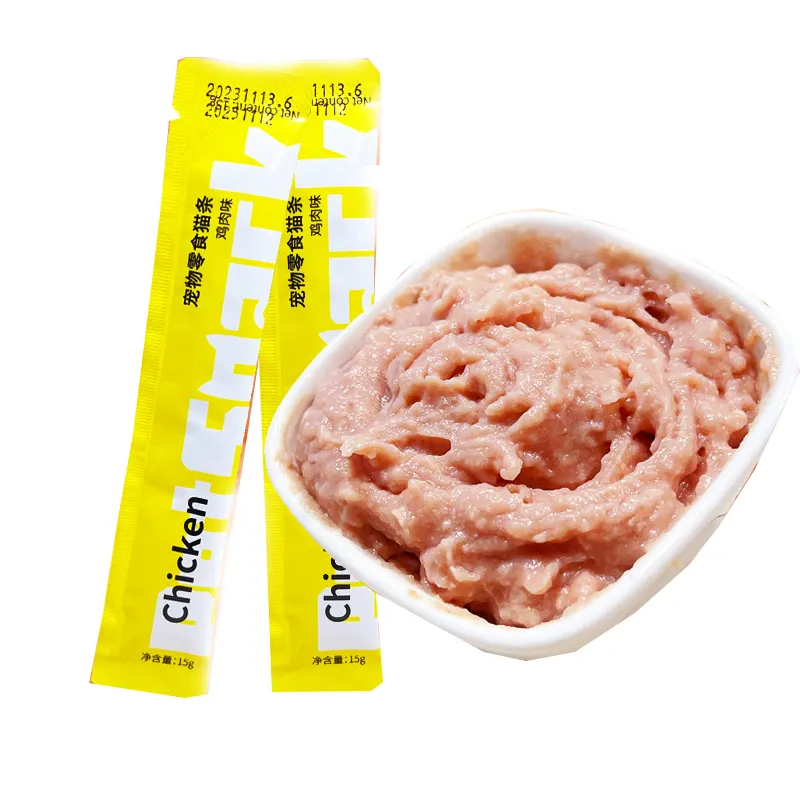 Pet Snacks Cat Strips 15g Fresh Tender Chicken Tuna Salmon Wet Food Nutritional Hydration Fattening Cat Snacks