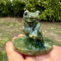 Figurine décorative de grenouille orientée vers l'arrière en cristal naturel poli, best-seller, objet de collection culturelle