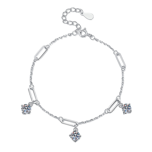 Korean Version S925 <b>Sterling</b> <b>Silver</b> <b>Bracelet</b> for Women Wild Niche D Colour Moissanite <b>Bangle</b> - Product Image 1