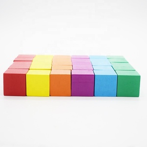 HOYE craft 50 pièces <span class=keywords><strong>arc</strong></span>-<span class=keywords><strong>en</strong></span>-<span class=keywords><strong>ciel</strong></span> blocs empilables <span class=keywords><strong>en</strong></span> bois 3 cm blocs carrés cube - Product Image 6