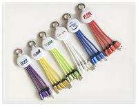 Kabel pengisi daya Usb Logo kustom warna kuning, gantungan kunci kabel pengisi daya 3 4 5 in 1