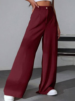 Pantalon décontracté ample de couleur unie pour femme, style européen et américain, grandes tailles