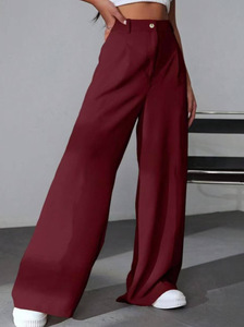 European American New Women's Solid Color Casual Loose Fit Pants Plus Size Women's Pants <strong>Trousers</strong> - Product Image 3