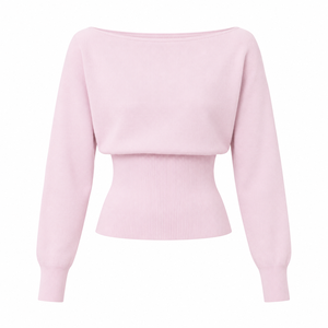 <span class=keywords><strong>Maglione</strong></span> Casual da Ufficio Autunno-Inverno con <span class=keywords><strong>Scollo</strong></span> <span class=keywords><strong>a</strong></span> <span class=keywords><strong>Barchetta</strong></span>, Slim e Leggero, Colore Pesca con Morbida Texture Simil-Lana - Product Image 1