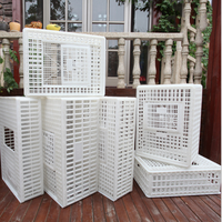 Caisse de Transport en Plastique pour Volaille, Poulets, Canards, Oies, Pigeons, Blanc Orange Jaune