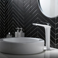 Robinet de lavabo haut de gamme en laiton, mitigeur monocommande pour lavabo de salle de bain, à poser sur le comptoir, finition or blanc, pour projets hôteliers