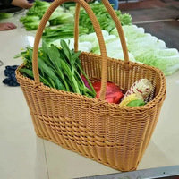 Boodschappenmandje van PP-materiaal, nieuwe Chinese stijl, handvat van wilgentakken, fruitmand, mandje voor boodschappen, Chinese knoopaccenten, handgeweven