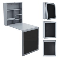Bureau mural pliable avec espace de rangement, tableau noir convertible, en bois massif peint, multifonctionnel, pour la décoration de la maison