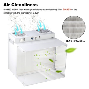 Hotte à flux laminaire horizontale de paillasse avec filtre HEPA H13 à efficacité de 99,95 %, plan de travail métallique propre pour culture de champignons, tissus, laboratoire et usage domestique - Product Image 2