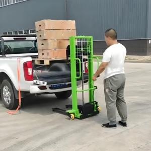 Camión eléctrico pequeño con control remoto, carretilla elevadora hidráulica portátil con batería, apilador de paletas Manual, carretilla elevadora eléctrica