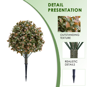 Ruopei Ensemble de 2 arbres topiaires artificiels en feuilles de cyprès en plastique, résistants aux UV et écologiques, pour extérieur/intérieur, avec piquets de fixation au sol - Product Image 4