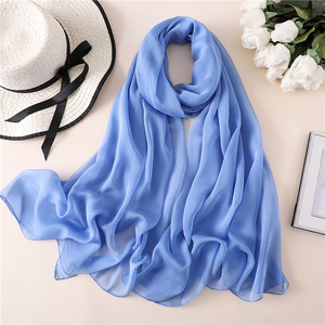 Moda liso Color sólido mujeres largo scaarf 180x110cm tamaño grande gasa seda manta <span class=keywords><strong>playa</strong></span> chal musulmán señora <span class=keywords><strong>pañuelos</strong></span> Hijab - Product Image 4