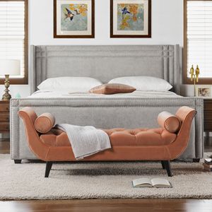 Cama King Size Db Elle Wingback, Tapizada en Poliéster Gris Plateado, con Diseño Acolchado, para Muebles de Dormitorio - Product Image 4