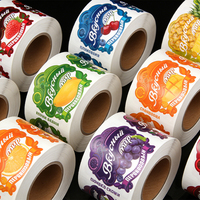 Autocollants adhésifs personnalisés en papier, imperméables, fabriqués en usine, 500 pièces, réutilisables et durables pour aliments, fruits et jus