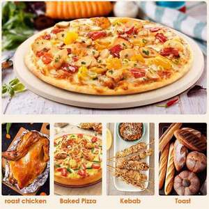 <span class=keywords><strong>Pierre</strong></span> à <span class=keywords><strong>pizza</strong></span> <span class=keywords><strong>pour</strong></span> four et barbecue, <span class=keywords><strong>meilleure</strong></span> brosse réfractaire, café, super grillé, 14 pouces, plan de cuisson extra large, compatible micro-ondes - Product Image 4