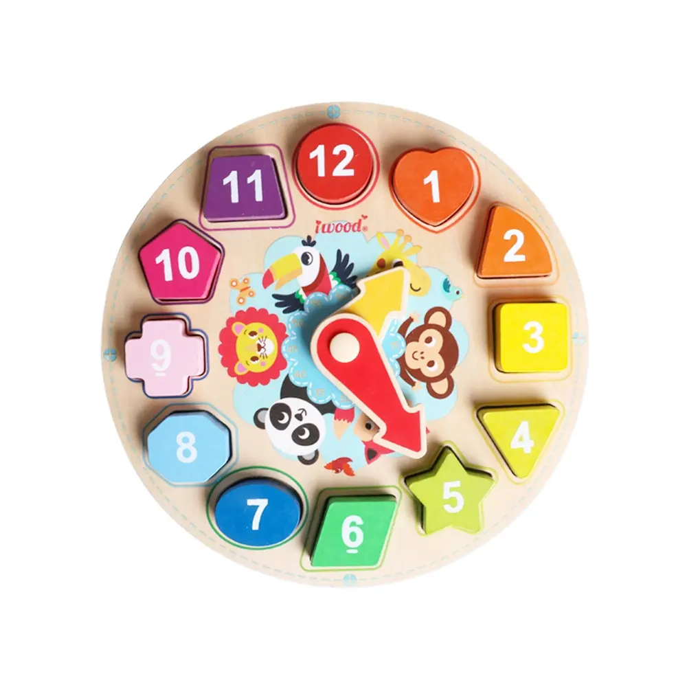 3D Wooden Clock Puzzle Montessori Toy Clock Shape Puzzle Wooden Educational Toy For Children