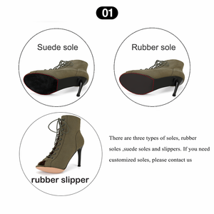 Bottes courtes à lacets en daim pour femmes, talons hauts de style jazz, sandales sexy à talons aiguilles, chaussures de danse spéciales pour la performance - Product Image 4