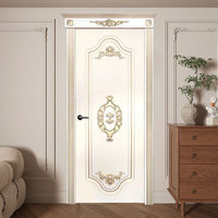 Intérieur de villa personnalisé luxe simple porte ouverte en chêne chambre porte en bois grain d'ananas design sculpté