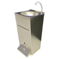 Grochoo Évier de lavage des mains à commande au pied en acier inoxydable 304/201, finition brossée mate, pour cuisine commerciale, HSFC01, prix usine direct