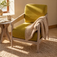 Chaise nordique en chêne rouge exposé, revêtement en tissu, rembourrage en mousse, respectueuse de la peau, couleur personnalisée, pour salon