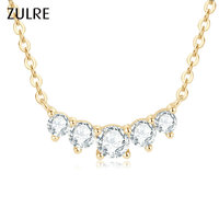 Collier ras du cou en argent sterling 925 avec pendentif sourire incurvé en moissanite ronde à 5 pierres pour femme, avec certificat GRA