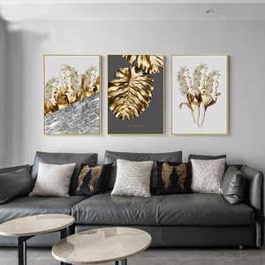 Tranh Vải Bố Nghệ Thuật Treo Tường Hình Hoa Lá Trừu Tượng Màu Vàng Bắc Âu Áp Phích Lông Vũ Màu Trắng Màu Đen Tranh Treo Tường Để Trang Trí Phòng Khách - Product Image 5