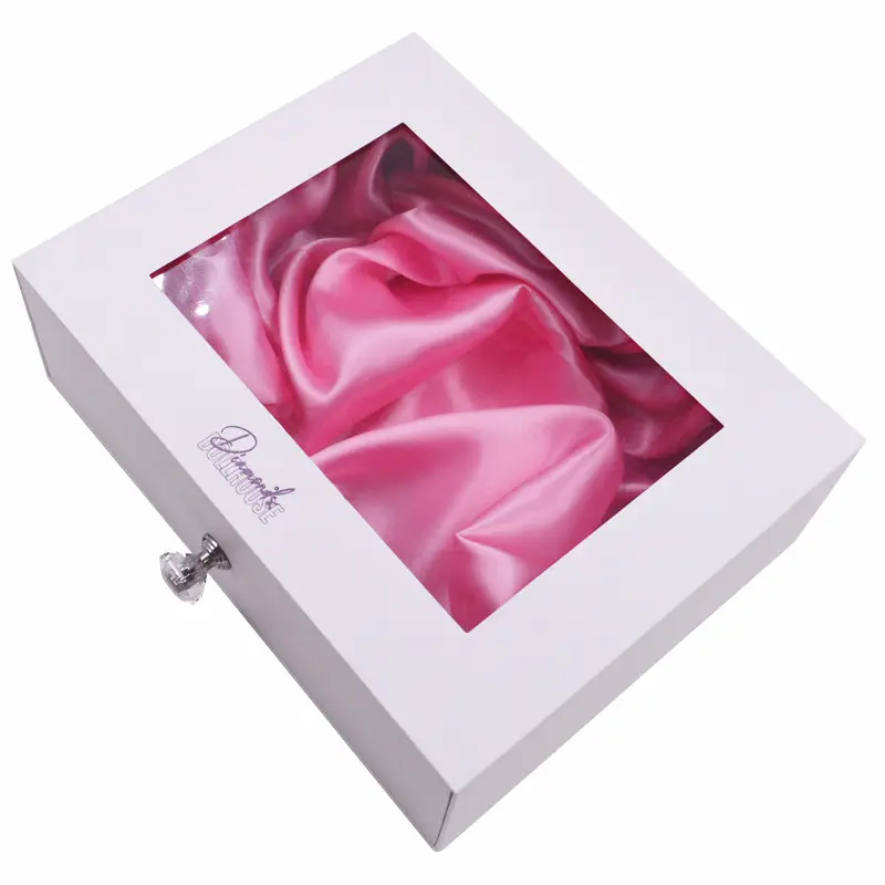 Boîte de perruque cadeau de tiroir d'impression de luxe personnalisé avec insert en satin emballage extension de cheveux emballage de boîte en carton rigide